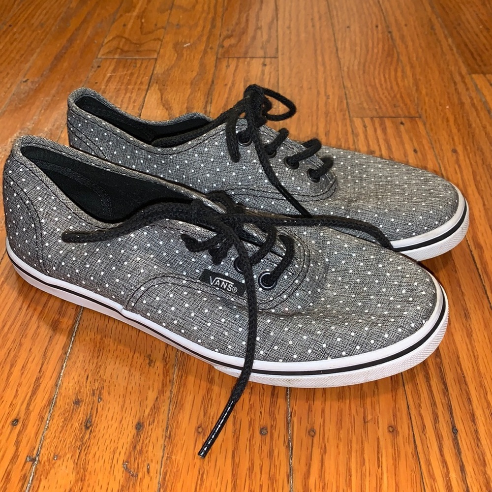 Vans Gray Polka Dot Low Top Lace Up Sneakers- Youth Kids Size 3